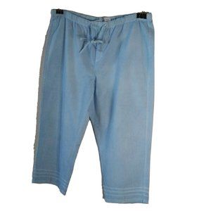 Hand Dyed LIZ CLAIBORNE Cotton pleated hem Crop Drawstring Waist Pants Size L
